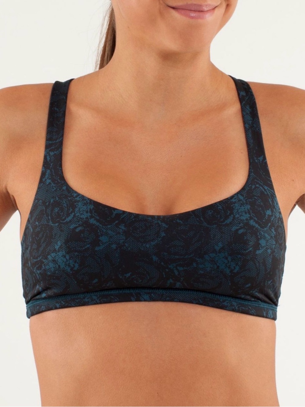 Lululemon Free To Be Bra Rose Herringbone Printed Coal Black size 2